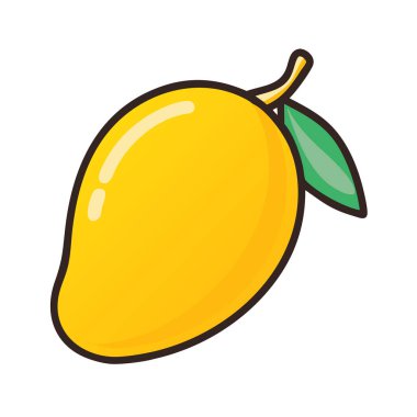 Basit çizgi film tarzı taze sarı mango vektör çizimi düz simge