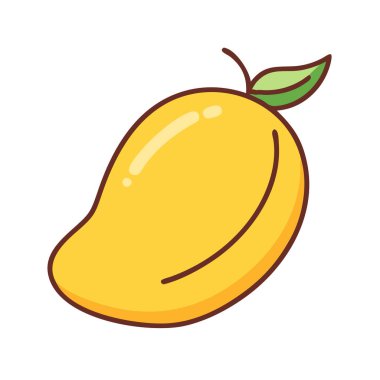 Basit çizgi film tarzı taze sarı mango vektör çizimi düz simge