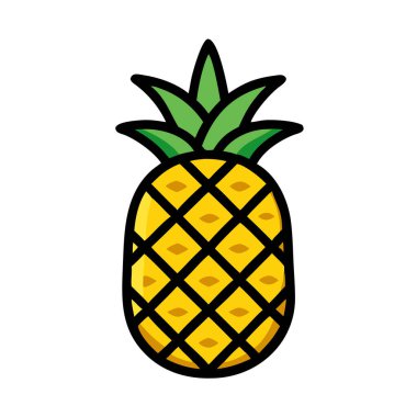 Basit çizgi film tarzı taze sarı ananas vektör çizimi düz simge