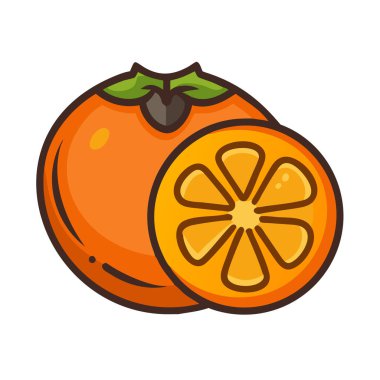 Basit çizgi film stili sulu turuncu hurma vektör resimleme düz simgesi