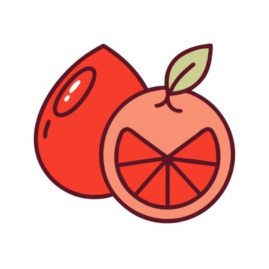 Basit çizgi film stili sulu kırmızı kan turuncu vektör çizimi düz simge