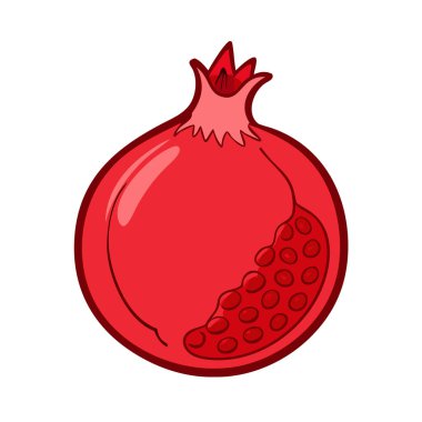 Basit çizgi film stili sulu kırmızı nar vektör resimleme düz simgesi