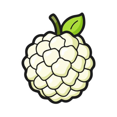 Basit çizgi film stili sulu beyaz muhallebi, elma vektörü çizimi düz simge