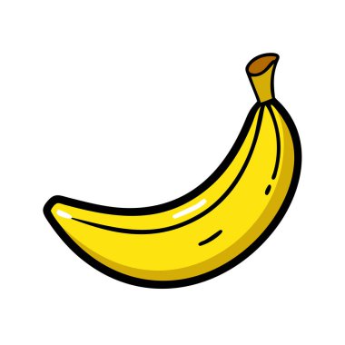 Basit çizgi film stili sulu sarı muz vektör çizimi düz simge