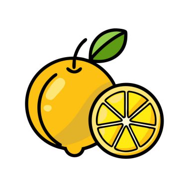 Basit çizgi film stili sulu sarı kalamansi vektör illüstrasyon düz simgesi