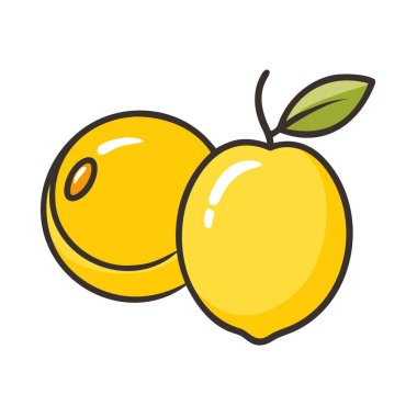Basit çizgi film stili sulu sarı mirabelle vektör resimleme düz simgesi
