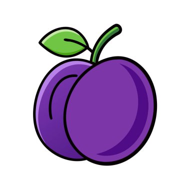 Basit çizgi film stili zengin mor erik vektör resimleme düz simgesi