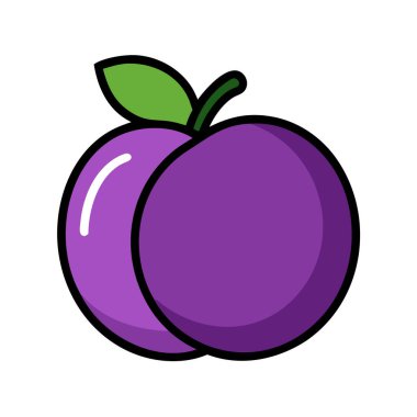 Basit çizgi film stili zengin mor erik vektör resimleme düz simgesi