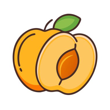 Basit çizgi film tarzı olgun altın kayısı vektör çizimi düz simge