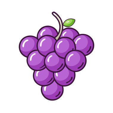Basit çizgi film tarzı olgun mor üzümler vektör çizimi düz simge
