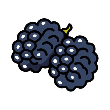 Basit çizgi film tarzı tatlı siyah dut vektör illüstrasyon düz simge