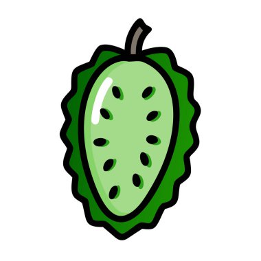 Basit çizgi film tarzı tatlı yeşil soursop vektör illüstrasyon düz simgesi