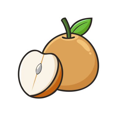 simple cartoon style sweet white sapodilla vector illustration flat icon clipart