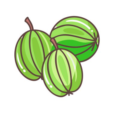 Basit çizgi film tarzı keskin yeşil bektaşi üzümü vektör çizimi düz simge