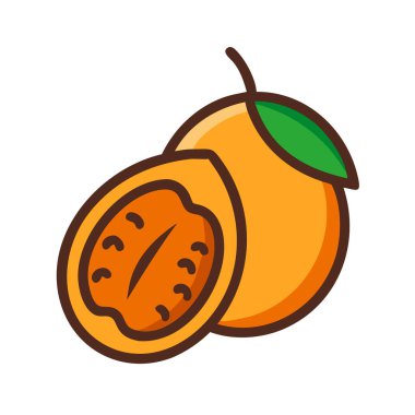 Basit çizgi film stili keskin turuncu betel vektör çizimi düz simge