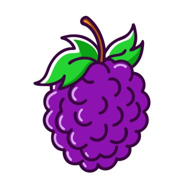 Basit çizgi film stili keskin mor böğürtlen vektör resimleme düz simgesi