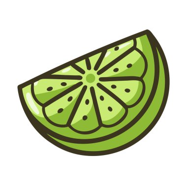 Basit çizgi film stili tart yeşil kireç vektör çizimi düz simge