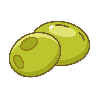 Basit çizgi film stili tart yeşil zeytin vektörü resimleme düz simgesi