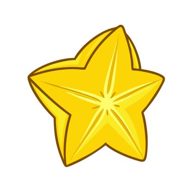 Basit çizgi film tarzı tart sarı yıldız meyvesi illüstrasyon düz simgesi