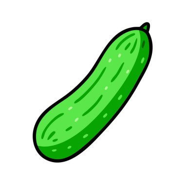 Basit çizgi film stili canlı yeşil salatalık vektör resimleme düz simgesi