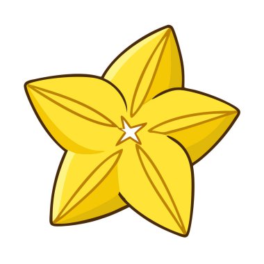 Basit çizgi film tarzı tart sarı yıldız meyvesi illüstrasyon düz simgesi