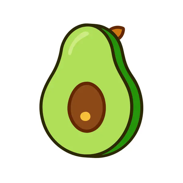 Basit çizgi film stili egzotik yeşil avokado vektör resimleme düz simgesi
