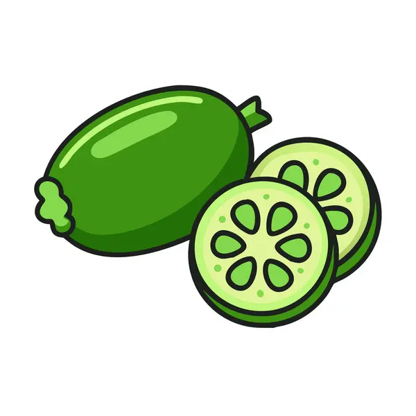 Basit çizgi film stili egzotik yeşil feijoa vektör resimleme düz simgesi