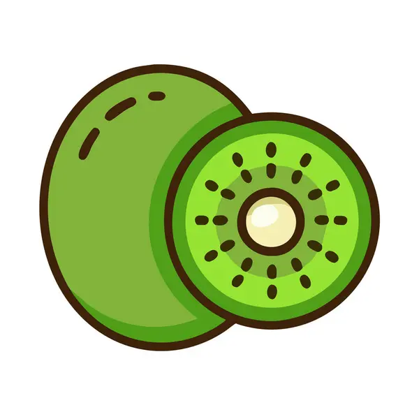 Basit çizgi film stili egzotik yeşil kivi vektör resimleme düz simgesi