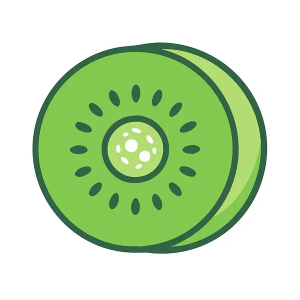 Basit çizgi film stili egzotik yeşil kivi vektör resimleme düz simgesi