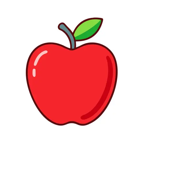 Basit çizgi film stili parlak kırmızı elma vektörü resimleme düz simgesi