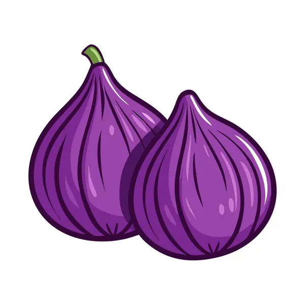 Basit çizgi film tarzı tatlı mor incir vektör çizimi düz simge