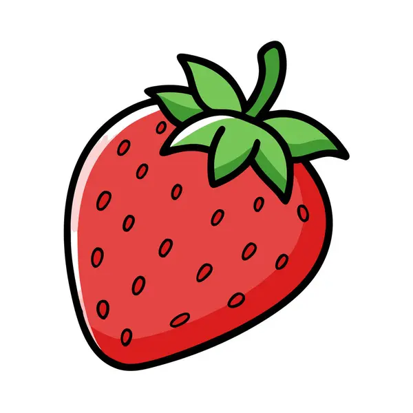 Basit çizgi film stili tatlı kırmızı çilek vektör resimleme düz simgesi