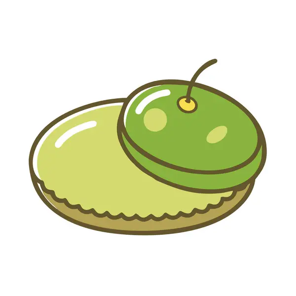 Basit çizgi film stili tart yeşil zeytin vektörü resimleme düz simgesi