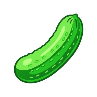 Basit çizgi film stili canlı yeşil salatalık vektör resimleme düz simgesi