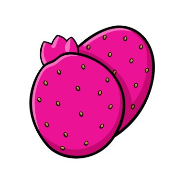 Basit çizgi film stili canlı pembe kaktüs armut vektör resimleme düz simgesi