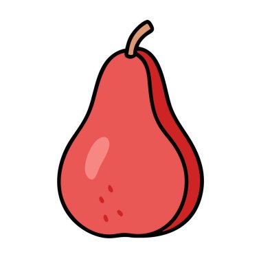 Basit çizgi film tarzı canlı kırmızı nashi armut vektör resimleme düz simgesi