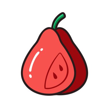 Basit çizgi film tarzı canlı kırmızı nashi armut vektör resimleme düz simgesi