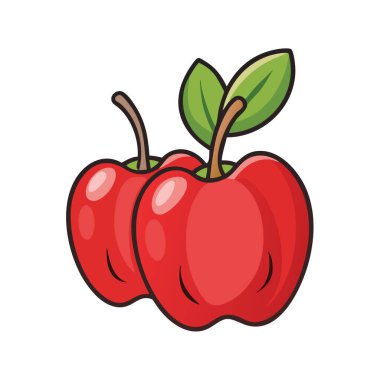 Basit çizgi film stili taze kırmızı acerola vektör çizimi düz simge