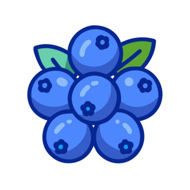 Basit çizgi film stili dolgun mavi yaban mersini vektör resimleme düz simgesi