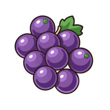 Basit çizgi film tarzı tatlı mor kuşüzümü vektör çizimi düz simge