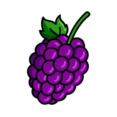 Basit çizgi film stili keskin mor böğürtlen vektör resimleme düz simgesi