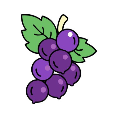 Basit çizgi film tarzı tatlı mor kuşüzümü vektör çizimi düz simge