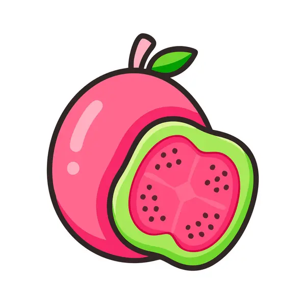 Basit çizgi film biçimi, pembe guava vektör resimleme düz simgesi