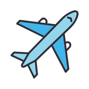 Basit bir düzlem vektörü, düzlemin temiz ve minimal stil düz ikon illüstrasyonunda yer alır..