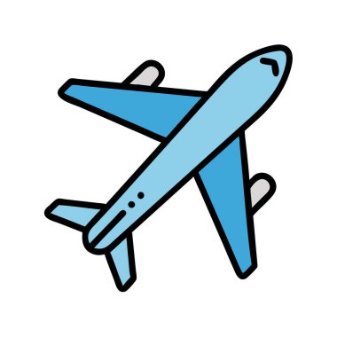 Basit bir düzlem vektörü, düzlemin temiz ve minimal stil düz ikon illüstrasyonunda yer alır..