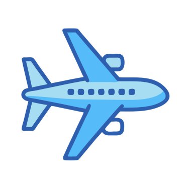 Basit bir düzlem vektörü, düzlemin temiz ve minimal stil düz ikon illüstrasyonunda yer alır..