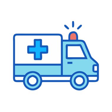 Bir ambulansın basit uçak vektör klipsi temiz ve minimal stil düz simge resimleme.