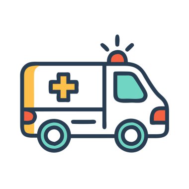 Bir ambulansın basit uçak vektör klipsi temiz ve minimal stil düz simge resimleme.