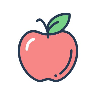 Basit bir uçak vektörü, bir elmanın temiz ve minimal stil düz ikon çiziminde bir parçası.