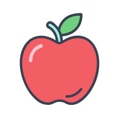 Basit bir uçak vektörü, bir elmanın temiz ve minimal stil düz ikon çiziminde bir parçası.